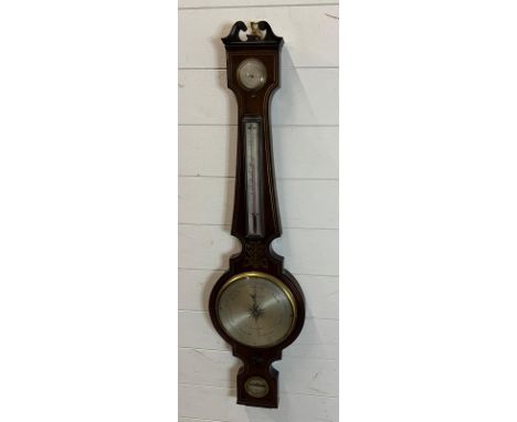 A mahogany inlaid Banjo barometer 