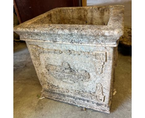 A square stone garden planter 