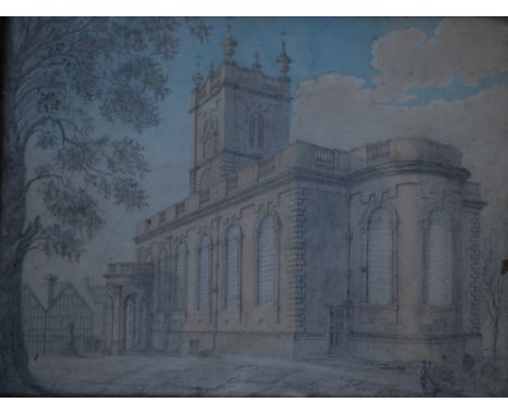 English School (late 19th century), Pencil and watercolour, St Alkmund's Church - Whitchurch,  32cm x 42cm, Framed and glazed
