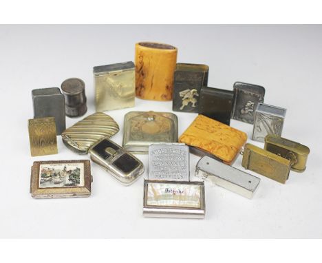 A collection of assorted vestas, to include; wooden, base metal, plated, bakelite, brass and other examples including a Japan