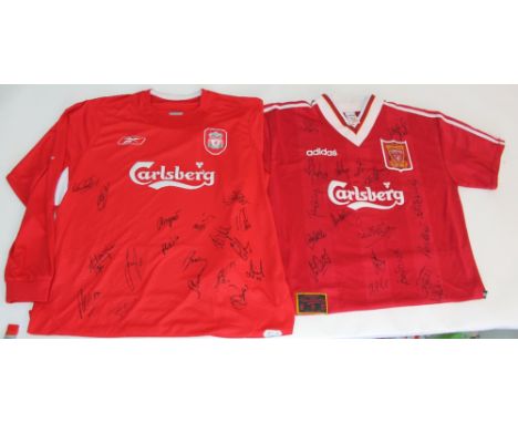 SIGNED LIVERPOOL MEMORABILIA - a golden opportunity to own a number of Liverpool signed items to include a long-sleeved footb