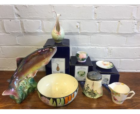 CERAMICS - 7 ceramic items to include a Tams Ware gloaming milk / cream jug, a Burslem jar, a Myott Son & Co hand painted bow