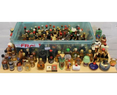 MINIATURES - a selection of over 100 alcoholic miniatures (novelty and standard) to include spirits, whiskys and cognacs. Bra