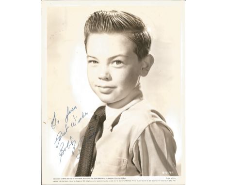 Bobby Driscoll signed 10x8 vintage photo. March 3, 1937 - March 30, 1968) was an American child actor and artist known for a 
