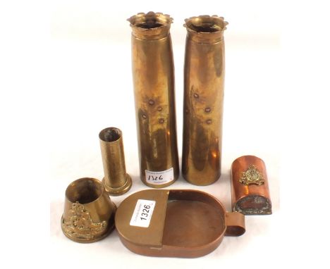 Six items of 'Trench Art' including an unusual badged Army Cyclist Corps example