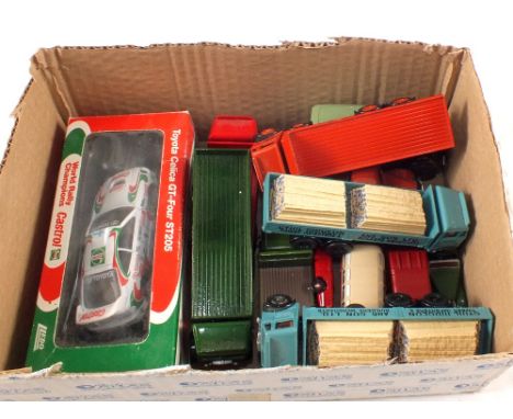 A box of various die cast including Corgi, Lledo etc