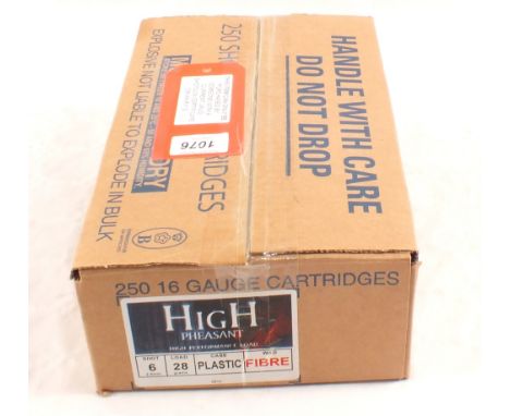 A full box (250) 16 bore Hull cartridges, this item can only be purchased by someone with a current valid shotgun certificate