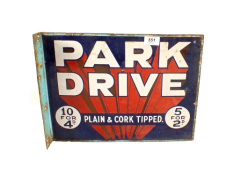 An enamel Park Drive double sided sign and an R.M. Electric Bakelite radio speaker