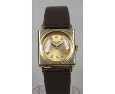 A 14ct gold Longines manual wristwatch