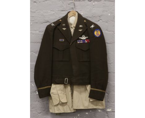 A World War II original US Army Airforce hand tailored Ike jacket by Simpsons Limited London with matching trouser, along wit
