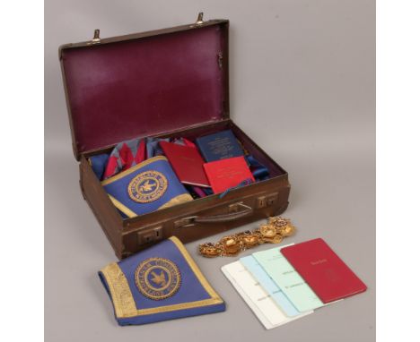 The Royal Antediluvian Order of Buffaloes - ritual rule books, satchel, medal, chain, Cumberland Westmorland cuffs and sash a