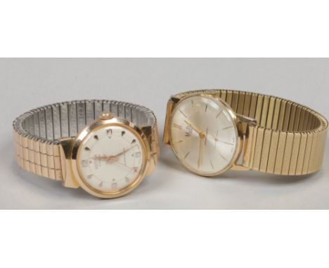 Two gents manual wristwatches with expanding straps, one a Roamer the other a Mudu.