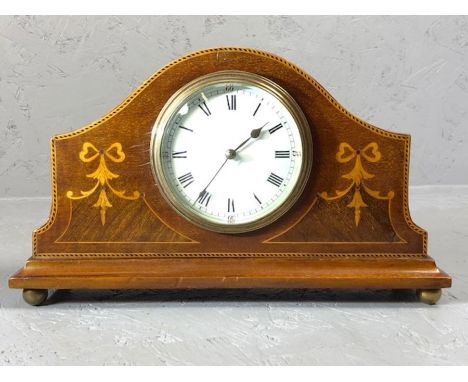 Small inlaid mantle clock (untested), with platform balance movement