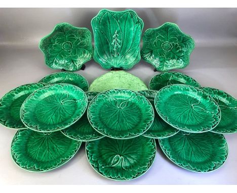 Collection of Wedgwood Etruria green glaze plates, approx 15 in total, along with a Royal Albert Gossamer plate