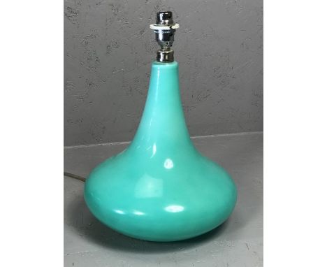 Retro style turquoise glass lamp base, approx 28cm tall
