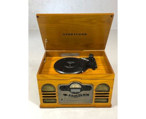 Modern Vintage style Stortford record player Turntable and Radio with instructions