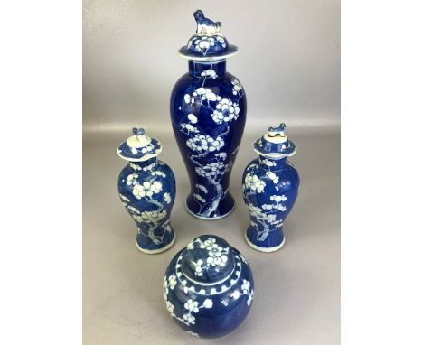 Chinese Blue &amp; White vases Kangxi Nian Zhi -"Kangxi Period Make". C. 1900-1910 four character mark to large vase and thre