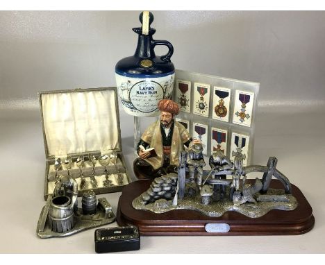 Collectables to include: Royal Doulton figurine 'Omar Khayyam', two Evergreen pewter figurines on display plinths: 'Poachers'