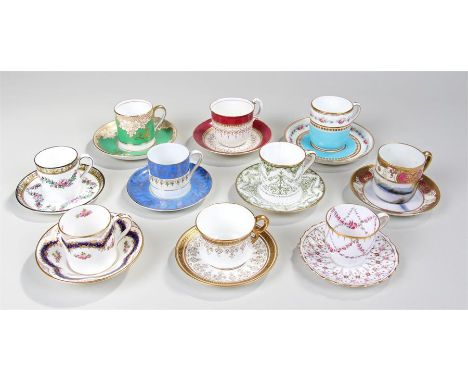 Collection of coffee cans, to include Crown Staffordshire, Aynsley, Wedgwood, Royal Worcester, Copelands, Noritake, Cauldron 
