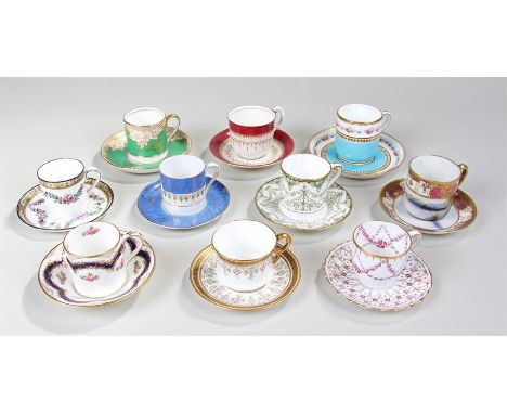 Collection of coffee cans, to include Crown Staffordshire, Aynsley, Wedgwood, Royal Worcester, Copelands, Noritake, Cauldron 