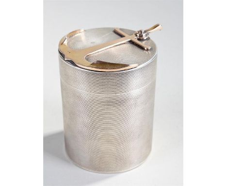 Hermes, French silver engine turned cigarette canister by Louis Ravinet & Charles Denfert, retailed by Hermes, Paris, early 2