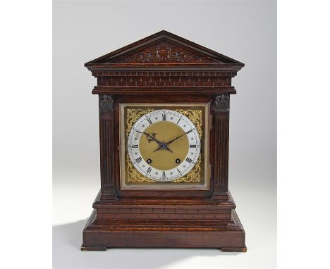 Early 20th Century Camerer Kuss & Co mantel clock, the architectural case above reeded columns and plinth base, gilt dial wit
