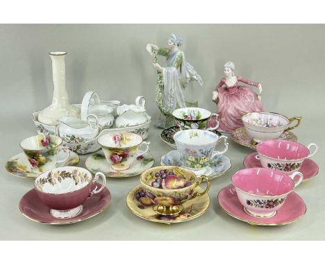 ASSORTED AYNSLEY &amp; OTHER BONE CHINA, including Aynsley 'Orchard Gold' teacup &amp; saucer, Aynsley 'Wild Tudor' Strawberr