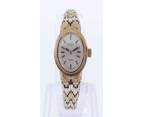 14K GOLD ROTARY LADIES WRISTWATCH, having textured bi-colour 14k gold bracelet with additional links pieces, 26.6gms grossPro