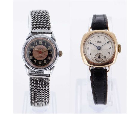 TWO VINTAGE WRISTWATCHES, comprising ARLO 'SPORT' MID-SIZE WATCH, two-tone Arabic dial with lumed hours and 1/5 sec. outer tr