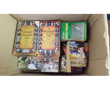 CRICKET, softback editions of Playfair Annuals, from 1948 (first issue) to 2015, missing only 1998, duplicates for 1986-1988,