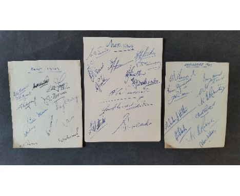 CRICKET, signed album pages, 1949, Nottinghamshire (12 signatures), Simpson, Hardstaff, Jepson, Poole, Stocks; Lancashire (11