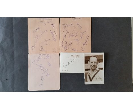CRICKET, signed selection, inc. 1954 album pages (3), Notts (13 signatures), Poole, Hardcastle, Stocks, Parks etc; Warwickshi