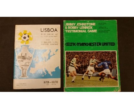 FOOTBALL, Celtic programmes, 1967 EC Final, v Inter Milan; 1976 Testimonial (Johnstone & Lennox), v Manchester United, G to V