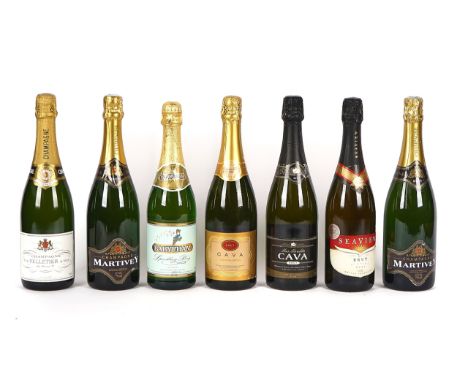 SEVEN 75CL BOTTLES OF SPARKLING WINE (7)Comprising;2 x Martivey ChampagnePelletier ChampagneMas Miralda CavaSeaview Sparkling