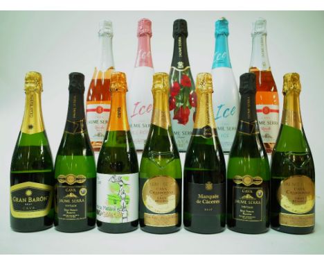 12 BOTTLES SPANISH CAVAGran Baron Brut; Jaume Serra Nature Reserva Vintage 2018, Vintage 2018, 2 x Rosado Brut, Ice, Ice Rose