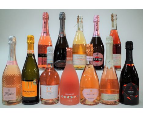 12 BOTTLES ITALIAN SPARKLING ROSÉ WINEFreixenet Rose; Priogrigio Extra Dry; Villa Cornaro Pinot Grigio Millesimato Brut; Cont