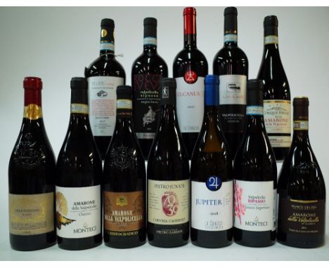 11 BOTTLES ITALIAN RED AND 1 WHITE WINEBotter Gran Passione 2020; Cantina Monteci Valpolicella 2015 and 2016; Enoitalia Arist