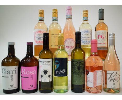 12 BOTTLES ITALIAN WHITE AND ROSÉ WINEBorgo Molino I Ciari Pinot Grigio 2020 and I Rose 2020; Codice Citra Pecorino 2020, Far