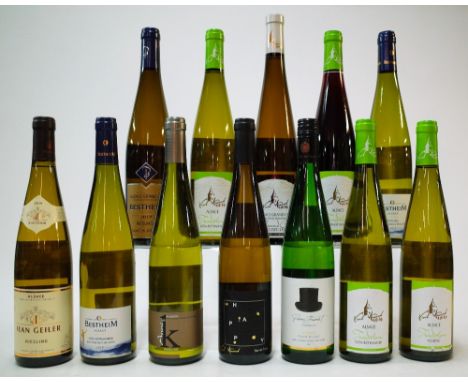 11 BOTTLES FRENCH WHITE AND 1 RED WINE (ALSACE)Jean Geiler Reserve Particuliere Riesling 2019; Bestheim Chasseurs de Lune Gew