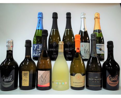 12 BOTTLES ITALIAN AND SPANISH SPARKLING WINEVoila Pecorino and Moscato; Ca'Della Rose Brut Cuvée; Weight Stone WE (Taiwan); 