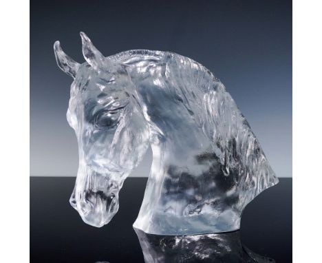 Clear glass sculpture produced by Baccarat and designed by Tauni de Lesseps (French-American, 1920-2001). The form depicts a 