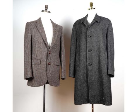Classic duo of men's wool overcoats in size 39. Includes a tailored Witty Brothers single-breasted blazer-style overcoat in a