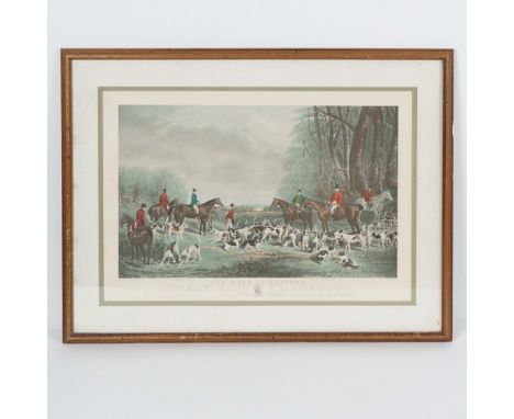 This vivid colored engraving depicts an elegant hunting scene rich in historical and artistic detail. This piece captures a q