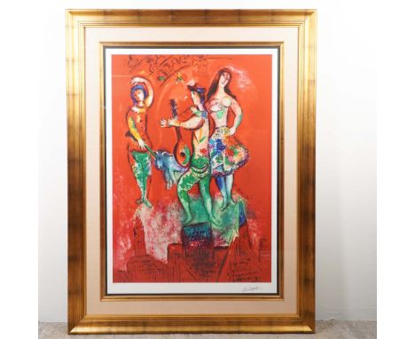 Marc Chagall's vivid color offset lithograph poster was originally created in 1966 for the Metropolitan Opera's production of