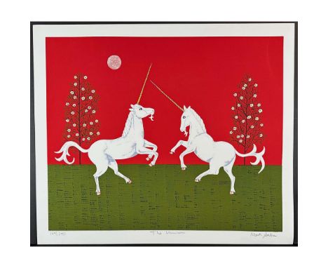 Screenprint titled Unicorn Year 1980 Signed lower right numbered 109/250 Sight size 30.5" x 26"Condition: