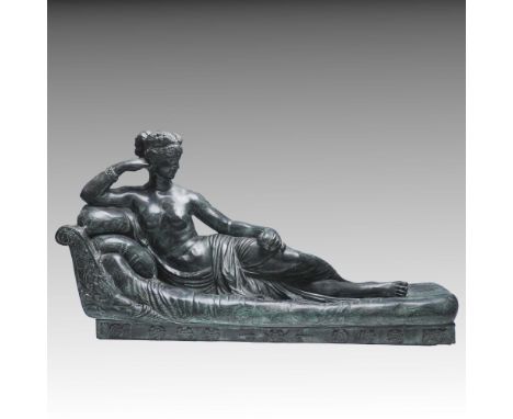 Large bronze sculpture of Pauline Bonaparte as Venus Victrix. An impressive and finely cast large bronze sculpture depicting 
