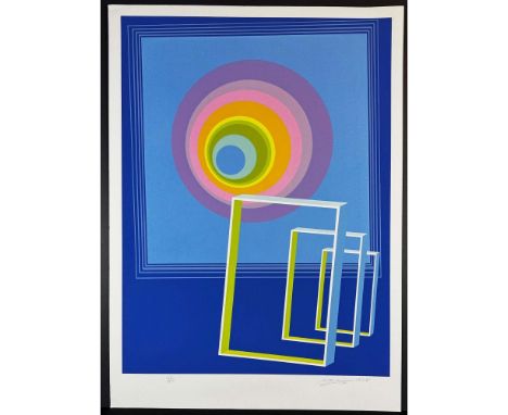 Screenprint titled Spacescape Year 1978 Signed lower right numbered 36/300 Sight size 26" x 33.5"Condition: