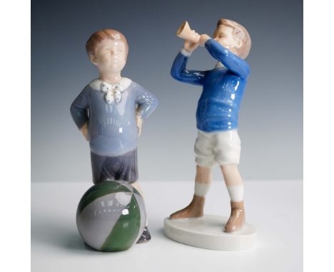 This endearing pair of Bing &amp; Grondahl porcelain figurines features two young boys captured in classic childhood moments.