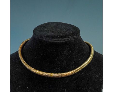 Vintage 10kt gold filled choker necklace in a classic snake link design. The choker measures approximately 14 inches long and