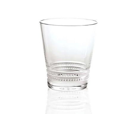 Lalique clear crystal tumbler from the Facet collection, with a 20cl capacity. This tumbler features a cylindrical body with 
